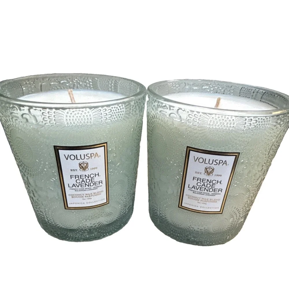 VOLUSPA Japonica French Cade Lavender Scented Glass Jar Candle 9oz, 2 Pack
